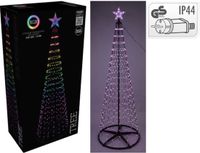 Merkloos Kerstboom - Vlaggenmast - RGB Licht - 300cm - 550 LED - incl. Frame - Colour Changing