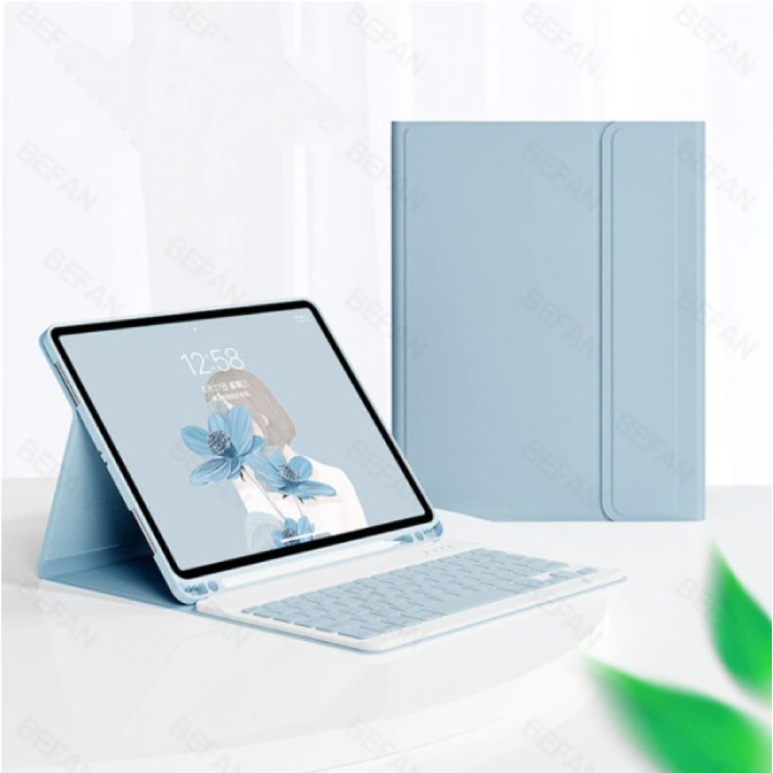 ABEIFAN Toetsenbord Hoes voor iPad 10 2 2019 - QWERTY Multifunctionele Keyboard Bluetooth Smart Cover Case Hoesje Blauw