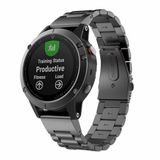 By Qubix - Stalen schakelband - Zwart - Geschikt voor Garmin Fenix 8 - 43mm