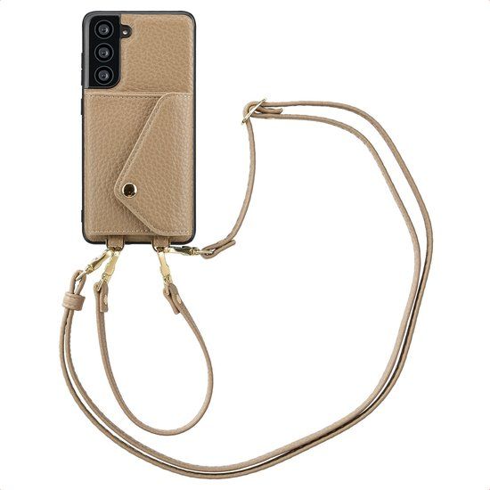 Selencia Sera Koordhoes met Pashouder Envelop voor Samsung Galaxy S21 FE - Taupe