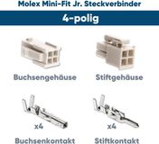 Kalitec Molex Mini-Fit Jr. connectorset 4-polig voor PC-componenten Kali-2404