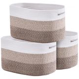 VEVOR Panier en coton, 22 L, Lot de 3 paniers de rangement, Panier tissé avec poignées, Organisateur de tablette décoratif, Panier de rangement pour organiser livres, vêtements, salon, 380 x 250 x 225 mm