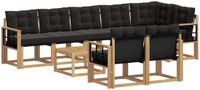 vidaXL Hoek loungeset 8 zitplaatsen Acacia hout Wit en zwart