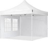 TOOLPORT 3x3 m Easy Up partytent Vouwpaviljoen, ECONOMY staal 30mm met zijwanden (vensters), wit