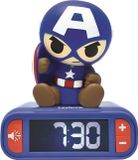 LEXIBOOK Réveil Captain America veilleuse, numérique, éclairage et son 3D, 6 sonneries, écran LCD, fonction snooze, pour enfants