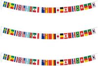 Bellatio Decorations Internationale vlaggenlijn - 3x - wereld landen vlaggen - 5 meter - polyester vlaggetjes - versiering - feestartikelen