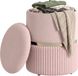 Homcom Pouf de rangement - Velours - 36x36x44cm - Rose