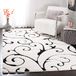 SAFAVIEH Florida Shag Collection SG455 Tapijt met snorren, gestructureerd, pluisvrij, voor woonkamer, slaapkamer, eetkamer, entree, pluche, 3 cm dik, 1,8 m x 1,5 m, ivoor/zwart