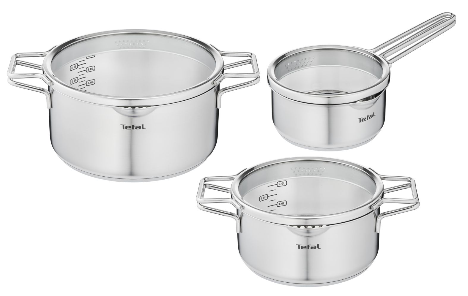 Tefal Nordica 3-delige pannenset - Inductie - Roestvrijstaal