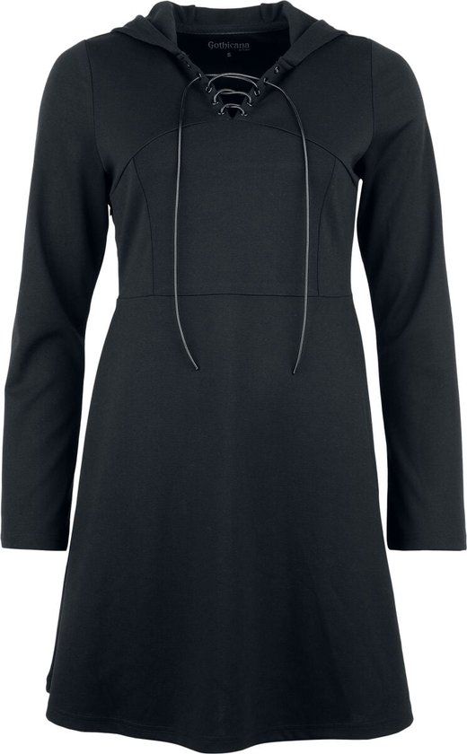 Gothicana by EMP Gothicana Zwarte jurk met vetersluiting - Dames - XL