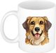 Bellatio Decorations Cadeau mok honden liefhebbers - Golden Retriever hond - Cartoon tekening - keramiek - 300 ml