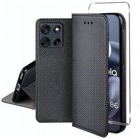 Motorola Housse pour Motorola Moto G86 / G86 Power 5G - etui coque pochette portefeuille + film ecran - NOIR MAGNET