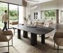 DELIFE Table à manger Edge Boot 260x120 cm Céramique Laminam® Nero Greco Anthracite Pilier Métal Noir