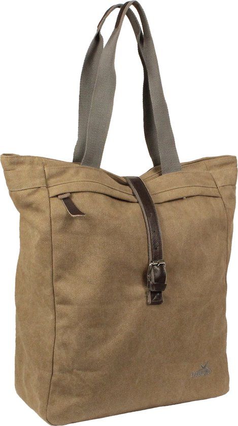 Greenlands Canvas Shopper Fietstas - 20L - Camel Bruin - Achter