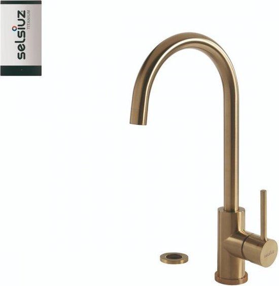 Selsiuz Push Rond Gold / Goud met TITANIUM Single boiler - Kokend-water-kraan - RVS - 3 jaar garantie