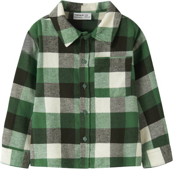 Name it Overhemd twill geruit biologisch katoen lange mouw klassieke kraag Verdant Green maat 116