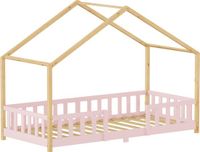 en.casa Kinderbed Treviolo huisbed 90x200 cm roze en naturel