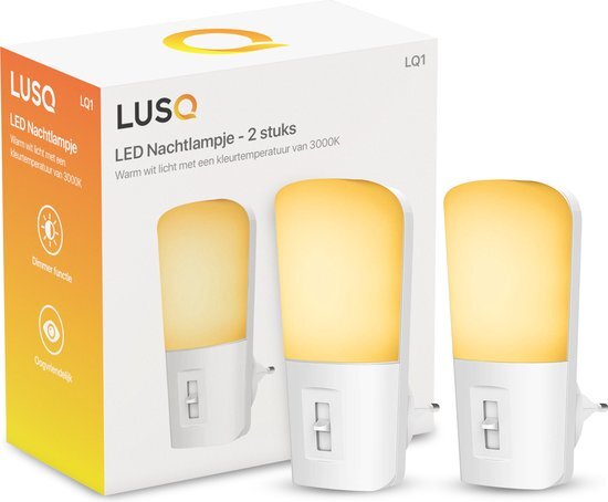 LUSQ® - LED Nachtlampje in Stopcontact - 2 stuks - Dimbare Nachtlampjes met Sensor - Nacht Lamp met Dag en Nacht Sensor -