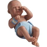 JC Toys La Newborn babypop Vinyl Pop Wit/Grijze Outfit en Deken met Dierenvriend en Accessoires. Echte Jongen, First Day Real Boy, 35,56 cm