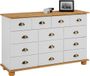 IDIMEX Commode COLMAR 120 cm avec 11 tiroirs en bois massif - blanc/brun
