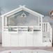 MODFU Kinderstapelbed 90x200 cm – Met kast, 2 opbergkasten & trap met 3 vakken – Wit/groen gestreept