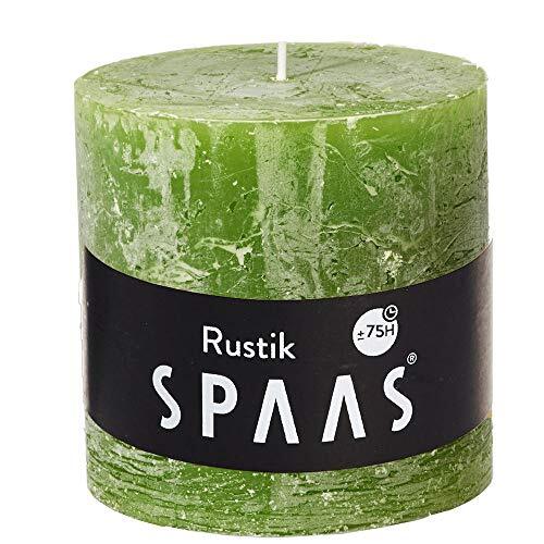 Spaas Rustieke geurloze cilinderkaars 100/100 mm, ± 75 uur - olijfgroen