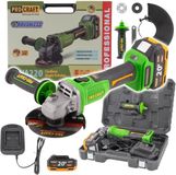 Procraft PWA220 accu haakse slijper 20 V 125 mm borstelloos + 1x accu 4,0 Ah + oplader + koffer