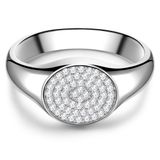 Glanzstücke München Zegelring Zilver Zirkonia Wit 925 Zilver Maat 56