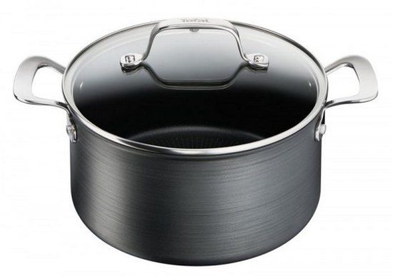 Tefal 24cm aluminium braadpan met deksel - Zwart