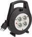 Brennenstuhl 1092235 Vario Line kabelhaspel, 5 m, met 4 stopcontacten volgens de Italiaanse standaard en Schuko, 10/16 A, zwart, blauw, lichtgrijs, zwart, 1092205