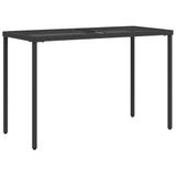 vidaXL Tuintafel met glazen blad, zwart, 115x54x74 cm, polyrotan