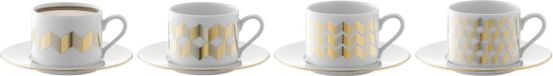 LSA International L.S.A. Chevron Theekop en Schotel - 250 ml - Set van 4 Stuks
