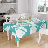 Bonamaison Tafelkleed, Anti-Mold, Sneldrogend, Waterdicht, 100% Polyester Tafellaken, Turkoois, wit, 140 x 160 Cm