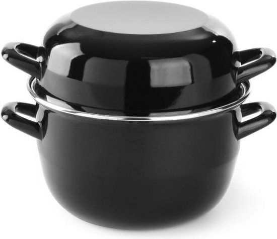 Hendi Mosselpan - 3 liter - Geëmailleerd - Met deksel