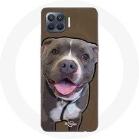 Maniacase Hoesje voor Oppo A93 5G Pitbull Hond Wit Grijs