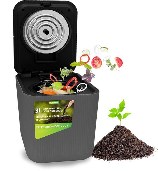 NUTRICHEF Compostmachine - Elektrische Keukencomposter - 3L - Grijs