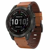 By Qubix - Leren bandje - Bruin - 22mm Quickfit - Geschikt voor Garmin Fenix 9 / 9 Pro (47mm)