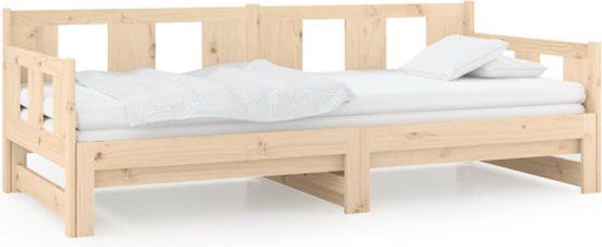vidaXL Slaapbank uitschuifbaar massief grenenhout 2x(90x190) cm