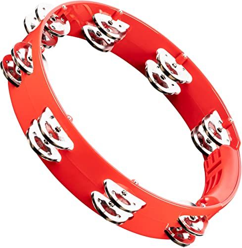 Meinl Percussie Headliner Tamboerijn, handheld ronde vorm met synthetisch frame - NIET gemaakt in China - dubbele rij jingles, 2 jaar garantie, rood, 10" (HTT10R)