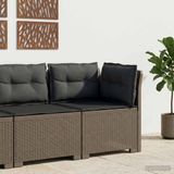 vidaXL - Tuinbank met kussens - 1-zits - Rieten look - PP - Lichtgrijs