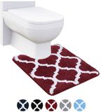 Homaxy antislip toiletmat, wasbaar, met uitsparing, zacht, hoogpolig, 50 x 60 cm, wijnrood