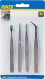 Kinzo hobby pincetten 4 stuks zilver
