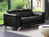 Vente-unique Canapé 2 places en cuir de vache noir BREYT II
