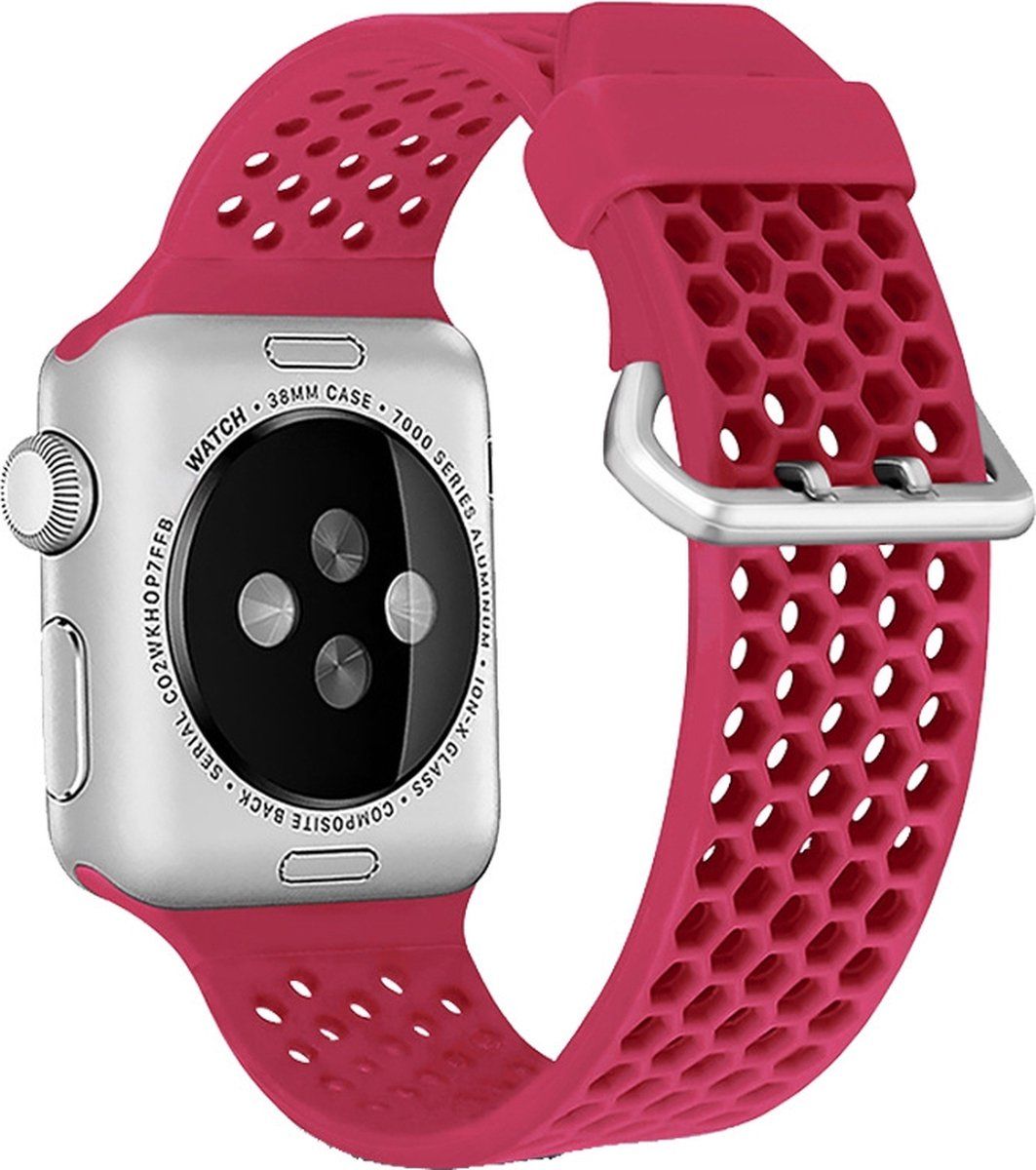 Qubix Apple Watch Bandje - Rood - 38/40/41mm - Met gaatjes