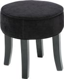 Atmosphera Zit krukje/bijzet stoel - hout/stof - zwart fluweel - D35 x H40 cm