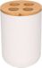 Merkloos Badkamer tandenborstelhouder - wit - met bamboe - 7 x 11 cm - 300 ml - Badkameraccessoires - Drinkbeker
