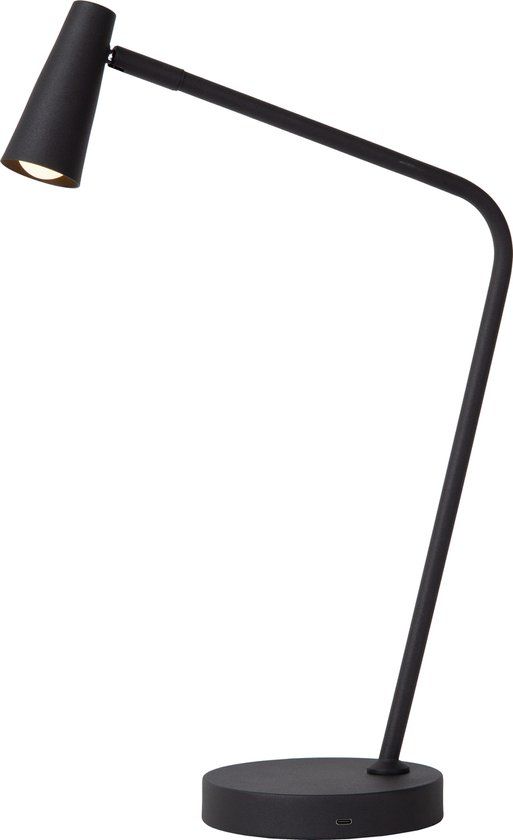 Lucide STIRLING - LED Tafellamp - Zwart - Oplaadbaar - Dimb.