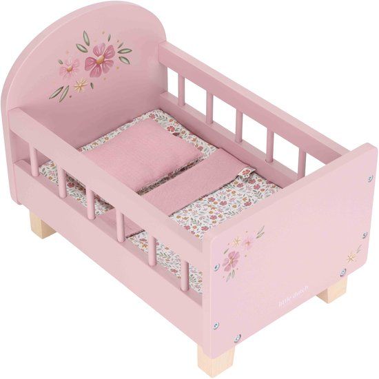 Little Dutch Poppenbed – Soft Flowers – Roze Hout