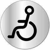 Symbool Bol Indicatieschijf Gehandicapte toiletten - Zelfklevend aluminium - ÿ 80 mm