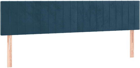 vidaXL Hoofdbord 200x5x78/88 cm Donkerblauw Fluweel
